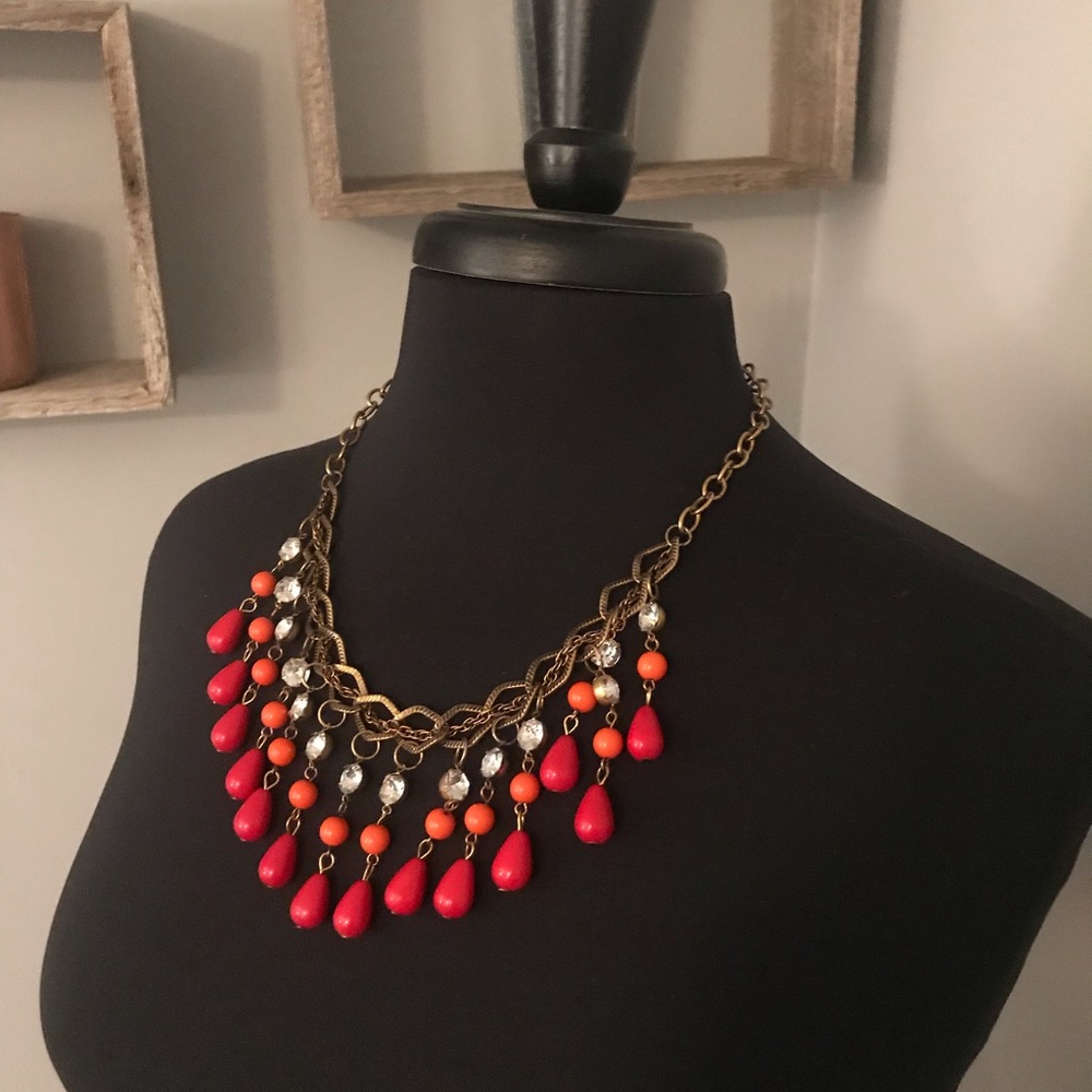 Francesca’s red, orange & gold necklace